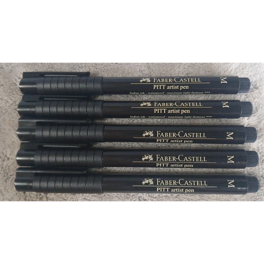 Lot Of 5 Faber-Castell PITT Artist Pen Indian Ink PP M 0.7mm Point Pens‎ READ